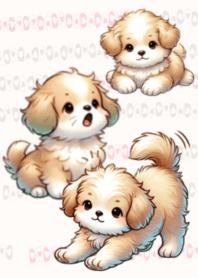 ふわふわ子犬のパステルテーマ