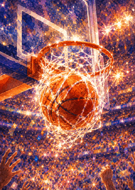夕陽橘 穿網勝利籃球