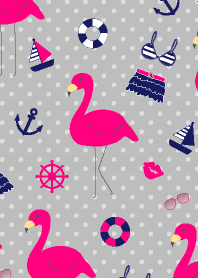 夏のフラミンゴ-黒-