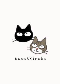 黒猫ナノとキジシロ猫きなこ1