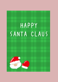 HAPPY SANTA CLAUSj-GREEN CHECK-DUSTYPINK