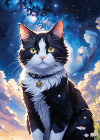 Night Moon Star Cat f19356