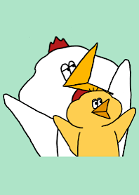 愉快なニワ鳥と水色の鳥