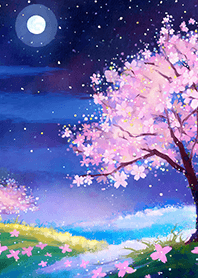 Beautiful night cherry blossoms#843
