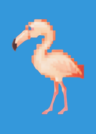 Flamingo Pixel Art Tema Azul 02