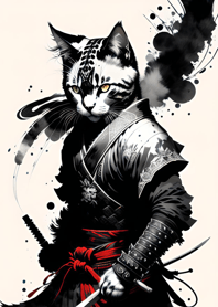 Ink Wash Samurai Cat 1f202A