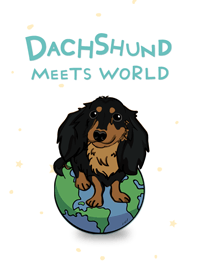 Black Dachshund Meets World - Pure Sky