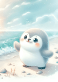 Cute Penguin on the Beach
