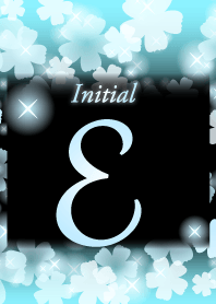 【E】イニシャル❤️お花-水色×黒-