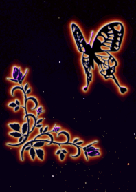 Glittering butterflies in starry sky(NY2