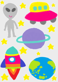 alien ,UFO and rocket theme
