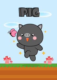 Love U Cute Black Pig Theme