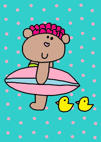 (Lilo beach blue pink dot )