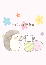 Hedgehog&Shimaenaga:spring pink