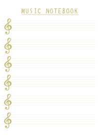 BEIGE COLOR MUSICAL NOTES-WHITE
