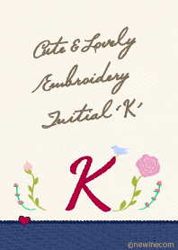 Cute & Lovely embroidery Initial 'K'