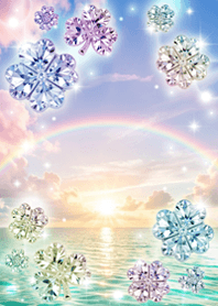 Good fortune, sky, sea, rainbow