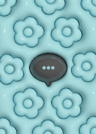Plump daisy pattern [Black & Light Blue]