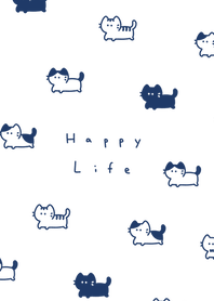 Long Cat pattern/navy line, WH