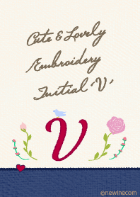 Cute & Lovely embroidery Initial 'V'
