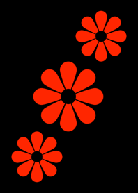 赤い花模様 [ 黒背景 ]
