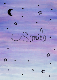 Watercolor night star and moon smile30