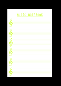 YELLOW GREEN COLOR MUSICAL NOTES/BLACK