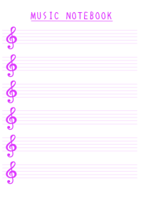 PINK PURPLE COLOR MUSICAL NOTES/WHITE