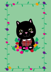 Black cat having a picnic