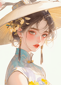 斗笠下居然是超級正妹❤
