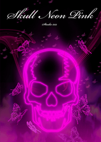 Skull neon Pink butterfly2
