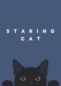 Staring Black cat - Beige & Navy