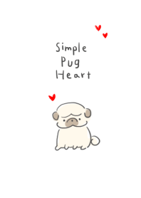 simple pug heart white gray.