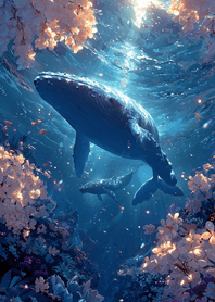 Green Whale Sea of Falling Light