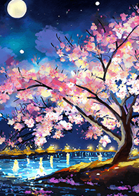 Beautiful night cherry blossoms#719