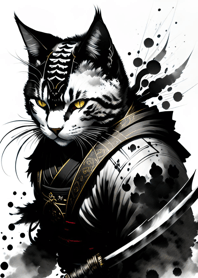 Ink wash cat samurai b4eD09