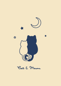 Cat & Moon 2 (snuggling)line/navybeige