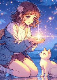 Starlight and Dreams Girl and Cat