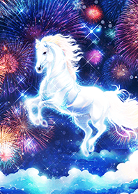 Fireworks and a flying white horse