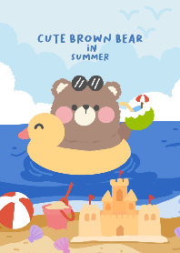cute brown bear in summer
