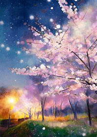 Beautiful night cherry blossoms#1777