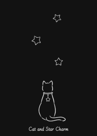 Cat and Star Charm (black)