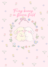 Fairy bunny in flower field (pink)