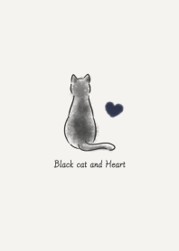 Black cat and Heart (navy)