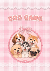 Lovely Dog Group In Pink