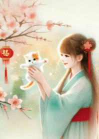 過年的女孩和貓V.2