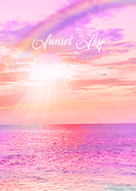 運気上昇 Sunset sky 癒しのビーチ Pink