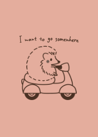 Hedgehog and Motorcycle -coral pink-
