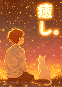 Boy and Cat Gazing at the Stars 1E
