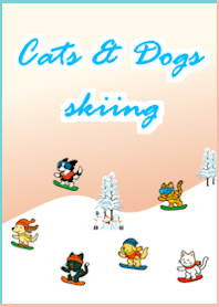 Neon Cats and Dogs Skiing Race_Green